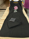 Rose Embroidery Khadi Cotton blend kurti pant set