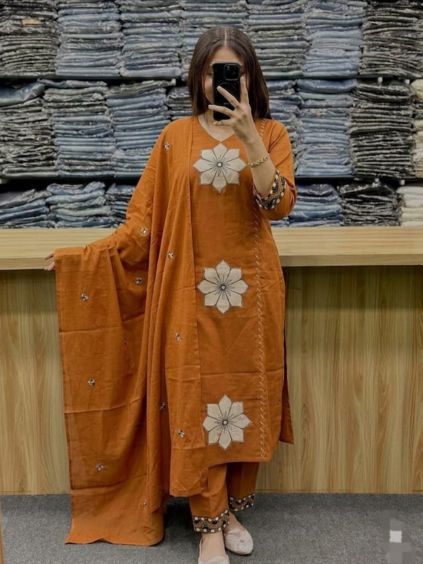 Jaipuri Cotton Floral Embroidery workSalwar suit set