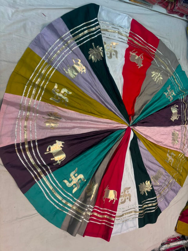 Multicolor swastik kalidar Chaniya Lehenga Skirt