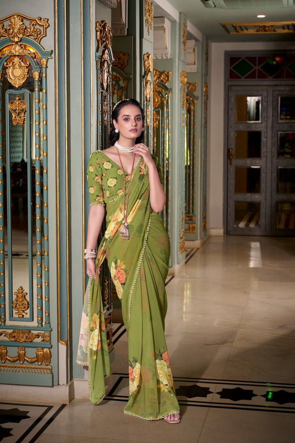 Dreamy Georgotte Floral Saree