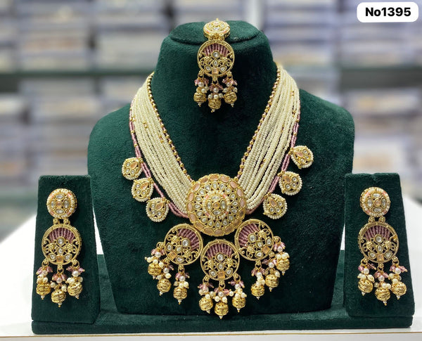 Festive and Wedding Ceremony Beaded Jadau Kundan Fashion Jewelry Set
