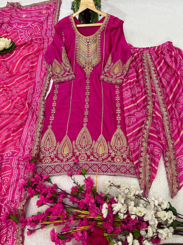 Punjabi style Festive wear Designer Kurta Dhoti and Dupatta set