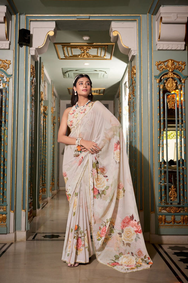 Dreamy Georgotte Floral Saree