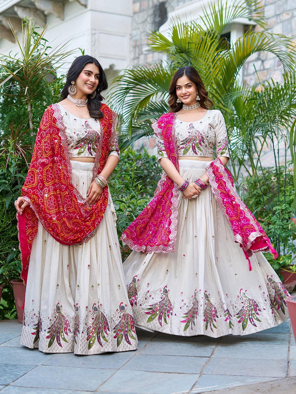Cream off white Soft Tissue silk Lehenga Choli set