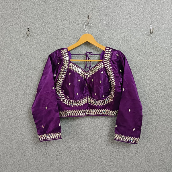 Long Sleeve Pure Gajji Silk Designer Work Blouse