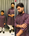 Wine purple Men's Indian Bandhni printed Kurta pant set