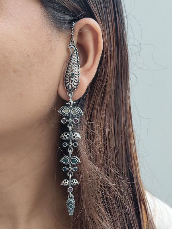 Dainty Long Statement German Silver Jhumkas