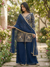 Indigo Blue Wear Sharara Heavy Faux Georgette Top Plazzo and Dupatta Set