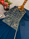 Indigo Blue Wear Sharara Heavy Faux Georgette Top Plazzo and Dupatta Set