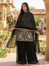 Black Party Wear Sharara Heavy Faux Georgette Top Plazzo and Dupatta Set