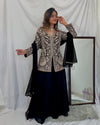 Black Party Wear Sharara Heavy Faux Georgette Top Plazzo and Dupatta Set
