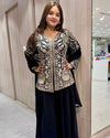 Black Party Wear Sharara Heavy Faux Georgette Top Plazzo and Dupatta Set