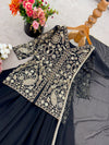 Black Party Wear Sharara Heavy Faux Georgette Top Plazzo and Dupatta Set