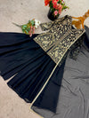 Black Party Wear Sharara Heavy Faux Georgette Top Plazzo and Dupatta Set