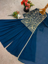 Indigo Blue Wear Sharara Heavy Faux Georgette Top Plazzo and Dupatta Set