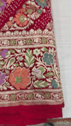 Handloom Pure Khaddi Georgotte Kadwa Zari Rai Bandhej Saree