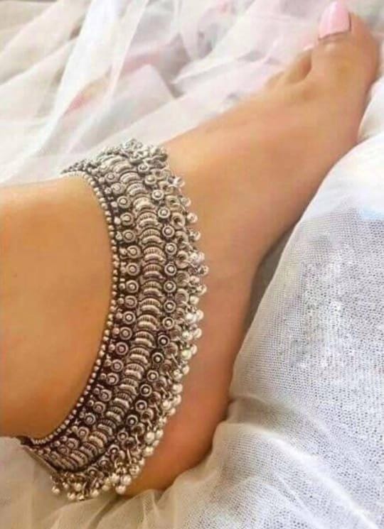 Pure German silver oxidized Ghunghru Payal (Pair of 2)