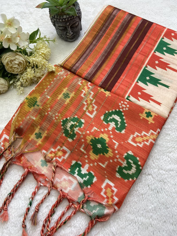 Patola print Soft semi Tussar silk sarees
