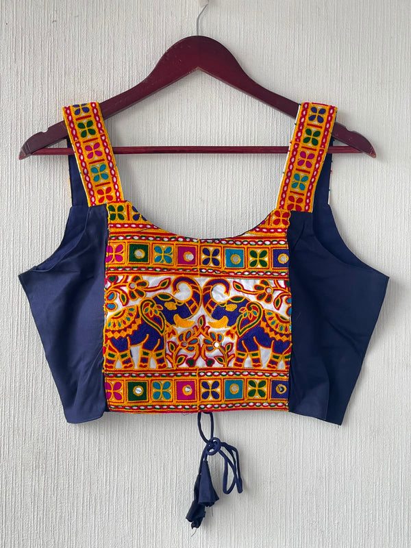 Starp Sleeveless Cotton Blend Kutchi Gamthi Work Blouse