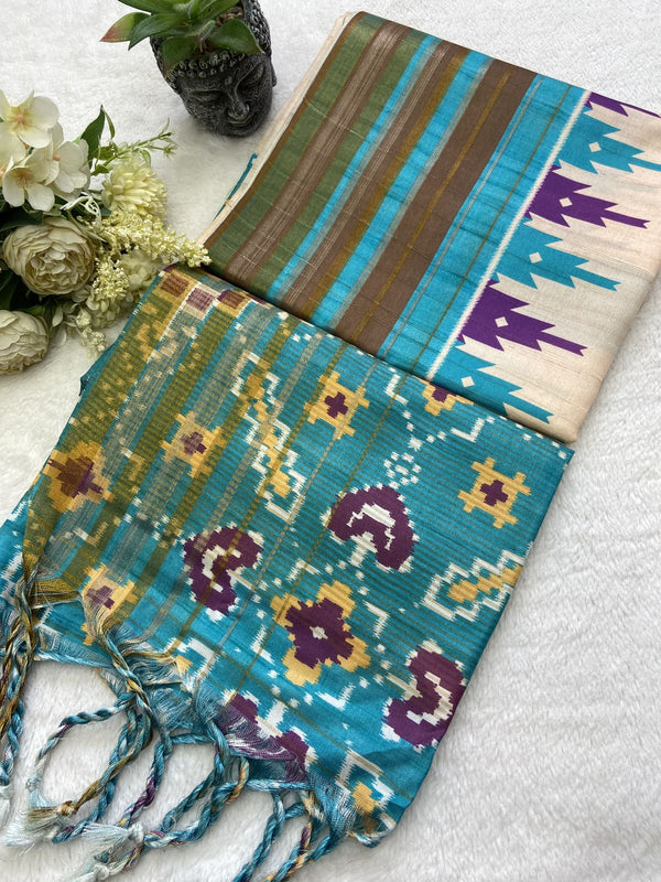 Patola print Soft semi Tussar silk sarees
