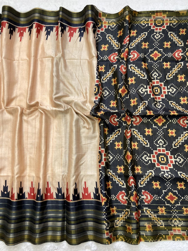 Patola print Soft semi Tussar silk sarees