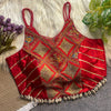 Red Designer Strap Pure Silk Blouse with Real Kodi Border