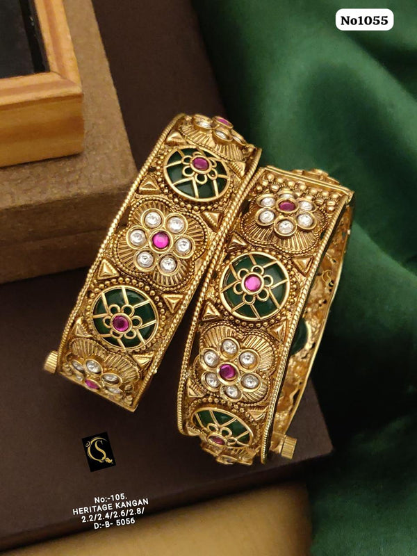 Polki stone Royal Heritage Kangan Openable Kada/ Bangles,Set of 2