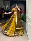 Kalidar Musturd yellow and Henna green Chaniya choli set
