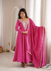 Pink Bandhej print Anarkali Gown Salwar suit with Dupatta (Copy)