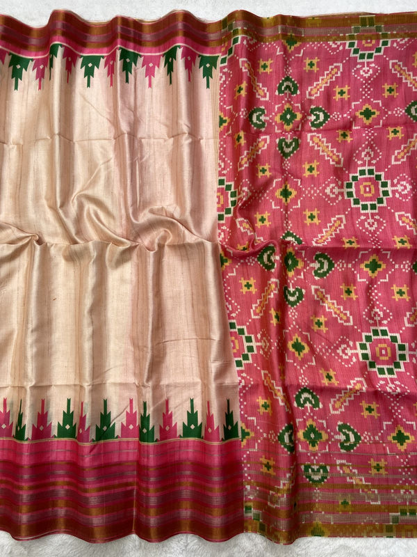 Patola print Soft semi Tussar silk sarees