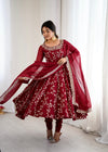 Maroon Red Partywear Anarkali Salwar Suit