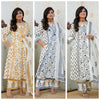 V Neckline white Floral kurti salwar suit set
