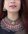 Afghani style Multi layered Choker necklace with Jhumki earrings