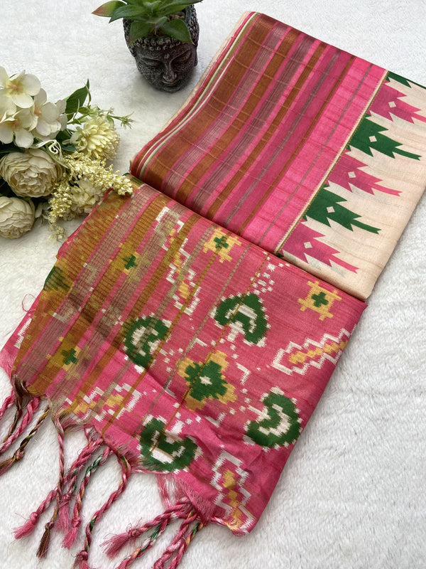 Patola print Soft semi Tussar silk sarees