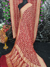 Pure Khaddi Georgotte Banarasi Nakshi Bandhej Saree in Red