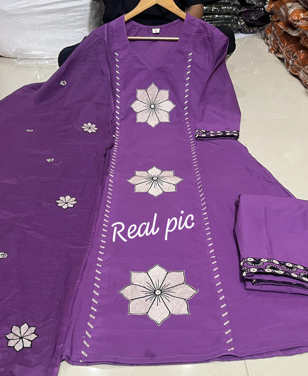 Jaipuri Cotton Floral Embroidery workSalwar suit set