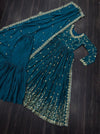 Gown Style Designer Teal Color Sharara Salwar Suit