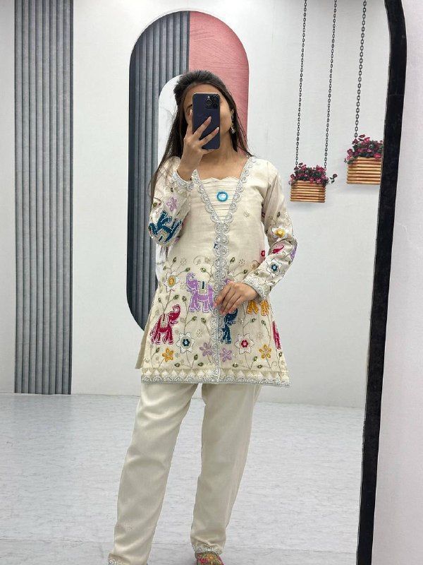Tissue silk Open slitParty wear Coord set
