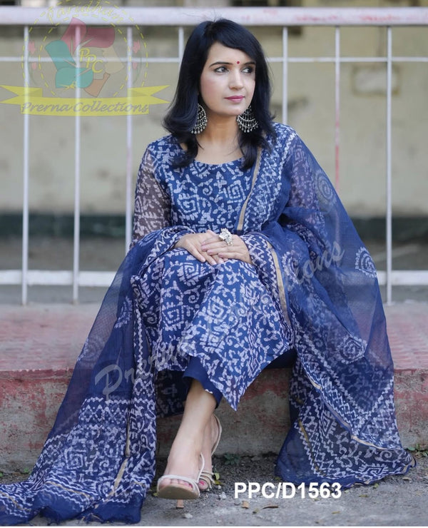 Pure cotton Printed Royal blue salwar suit