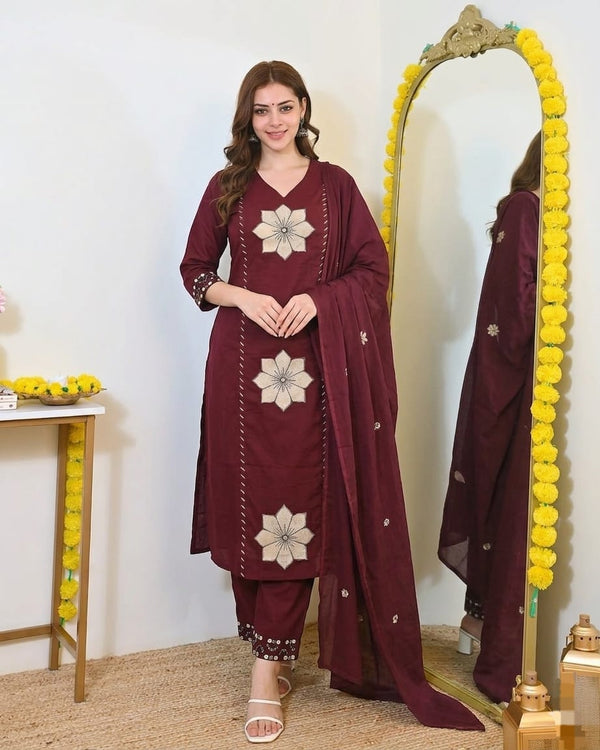 Jaipuri Cotton Floral Embroidery workSalwar suit set