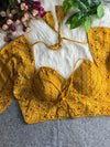 Designer Cotton Ajrakh Printed Blouse in Yellow