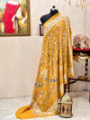 Soft Pashmina Nalki Kashmiri work Musturd Yellow Shawl