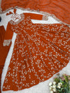Orange Partywear Anarkali Salwar Suit
