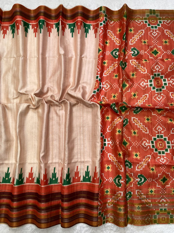 Patola print Soft semi Tussar silk sarees