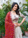 Cream off white Soft Tissue silk Lehenga Choli set