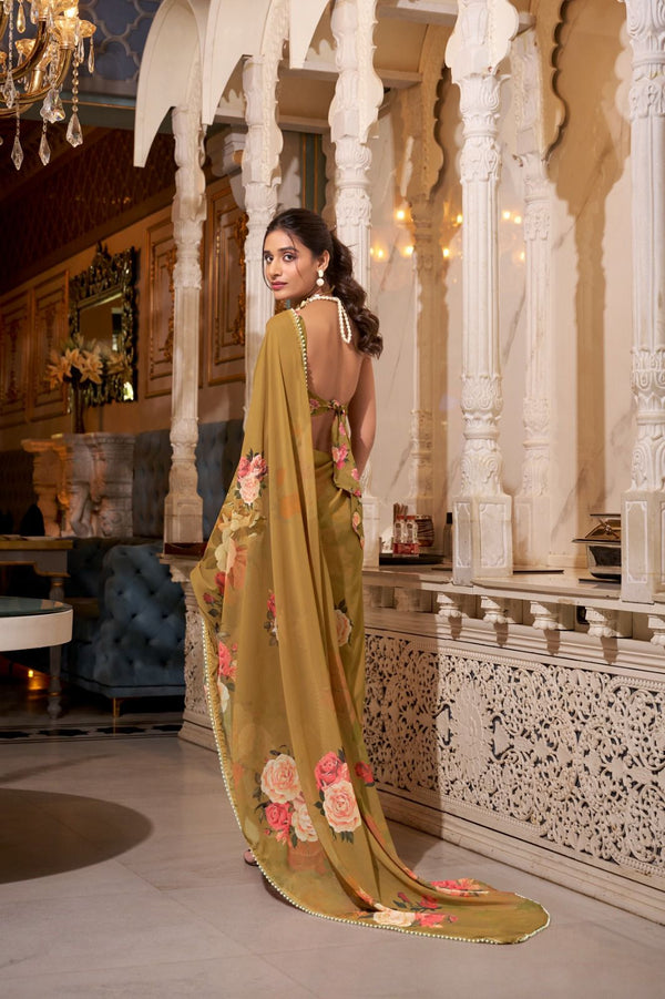 Dreamy Georgotte Floral Saree