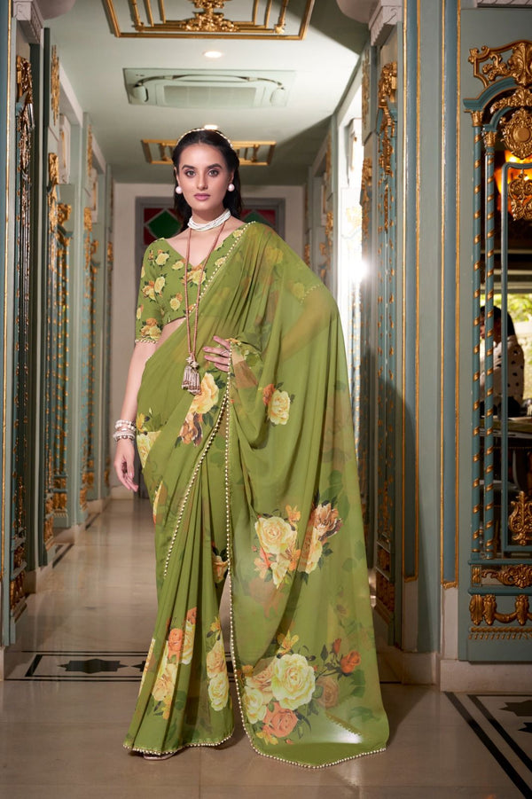 Dreamy Georgotte Floral Saree