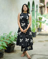 Jaipuri Black Cotton Floral Printed Kurti Pallazo Salwar Suit Set