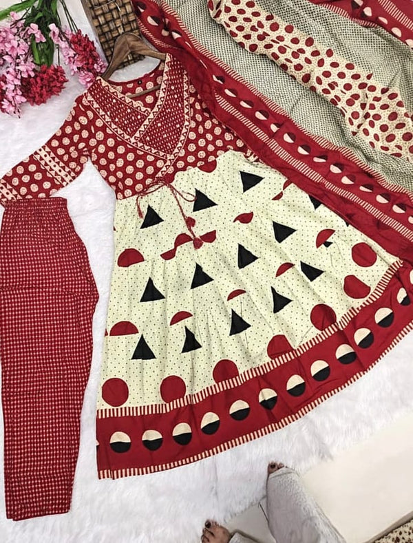 Jaipuri Cotton A line Flairy Kurti Salwar suit set