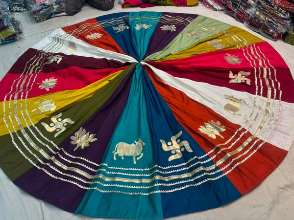 Multicolor swastik kalidar Chaniya Lehenga Skirt